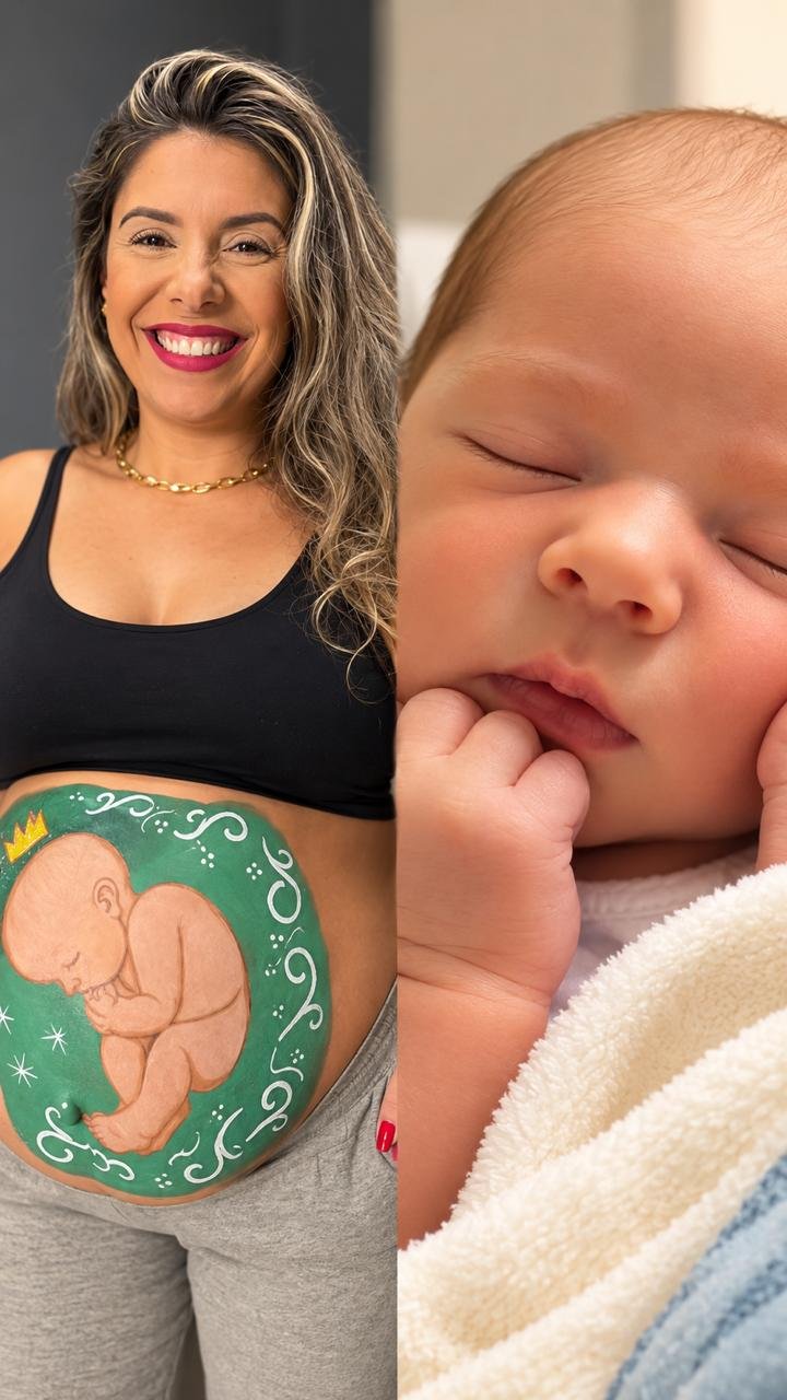 Pintura artística na barriga de gestante