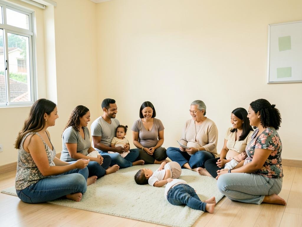 Encontro acolhedor com gestantes e famílias
